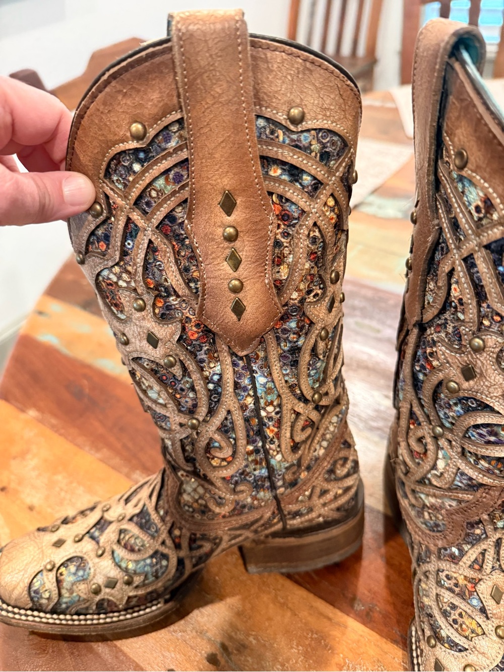 Corral C3405 Inlay Bone Square Toe Cowboy Boots Size 5.5 - Picture 11 of 11